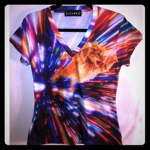 Kitty vortex v neck shirt